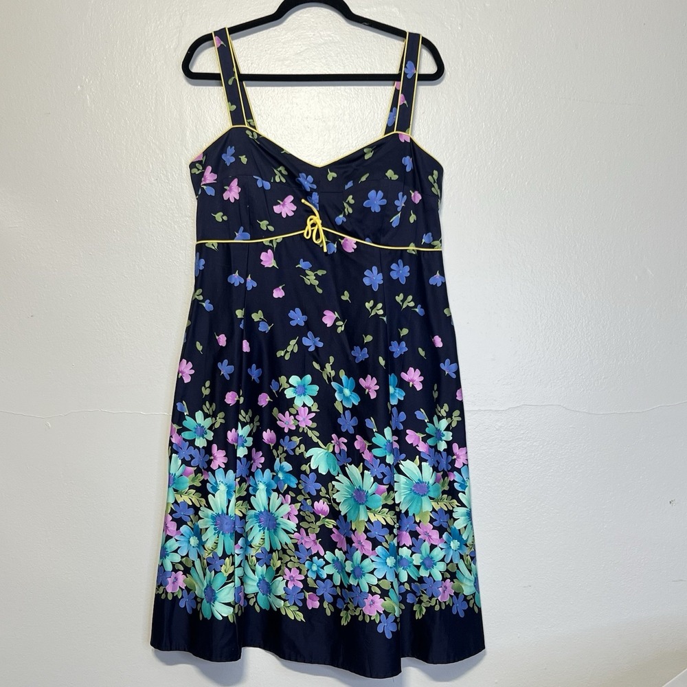 R & K Originals Navy Floral Sundress Size 18 Smocked‎ Back